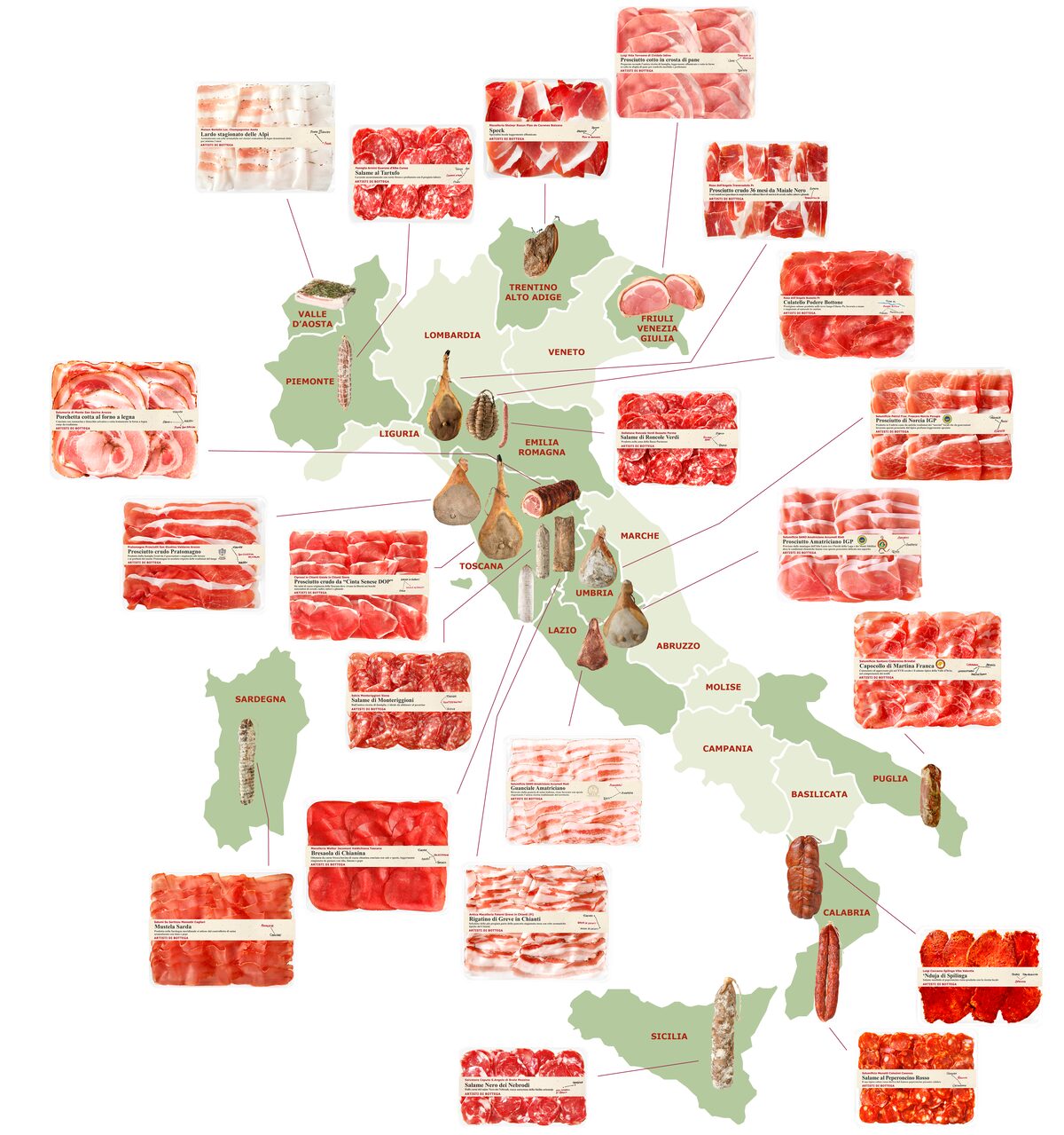 cartina Italia Artisti di Bottega