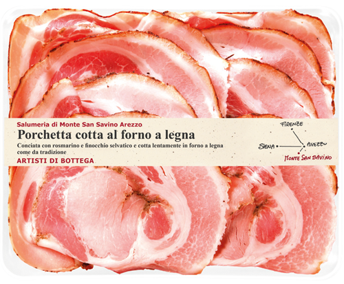 Porchetta cotta al forno a legna — confezione in vaschetta