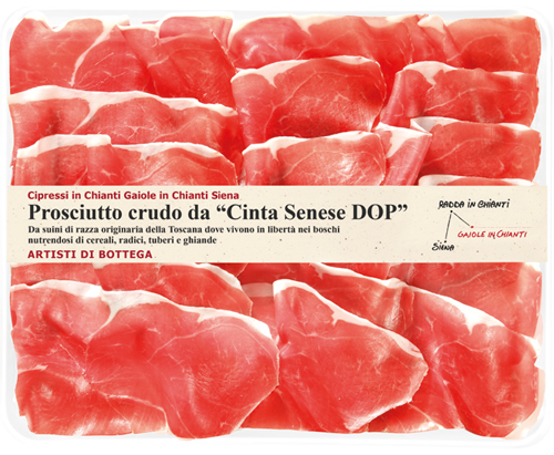 Prosciutto crudo di Cinta Senese — confezione in vaschetta